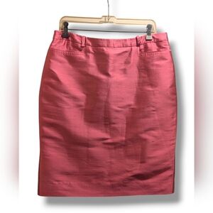 BCBGMaxAzria Collection Pink Silk Pencil Skirt Knee-Length Pockets- 10